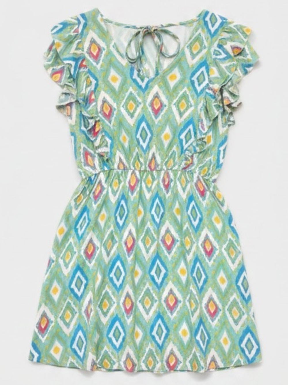 Savanna Jane Abstract Printed Flutter Ruffle Sleeve Dress Size Large